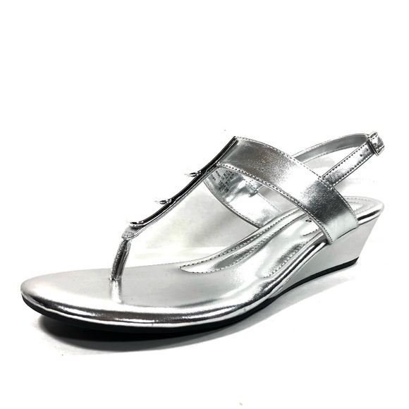 silver small wedge sandals